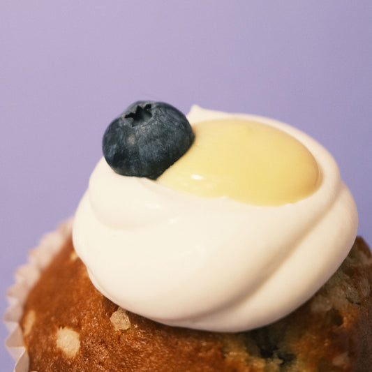 Muffin blueberry, queso crema y limón
