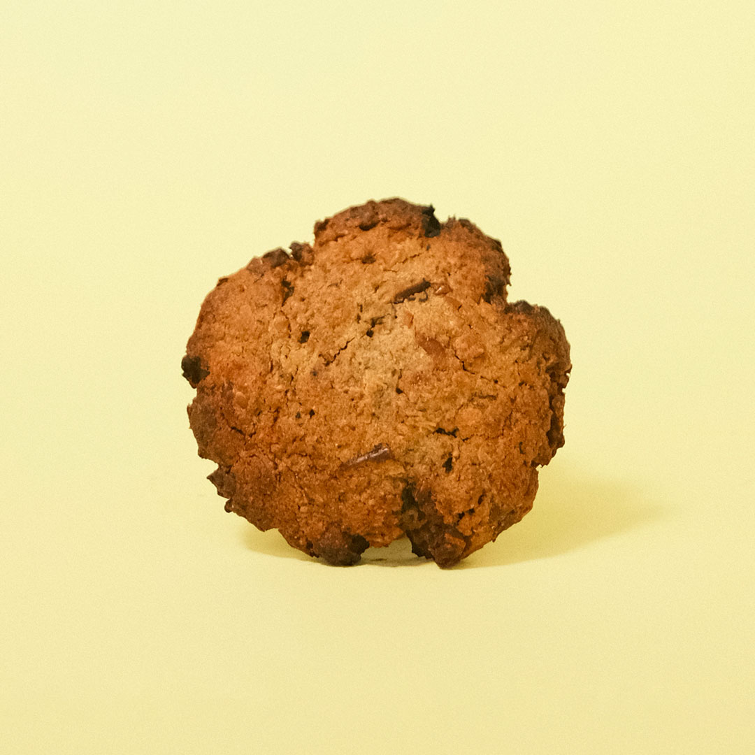 Cookie de avena, coco y plátano. Sin azúcar, vegana y sin gluten.