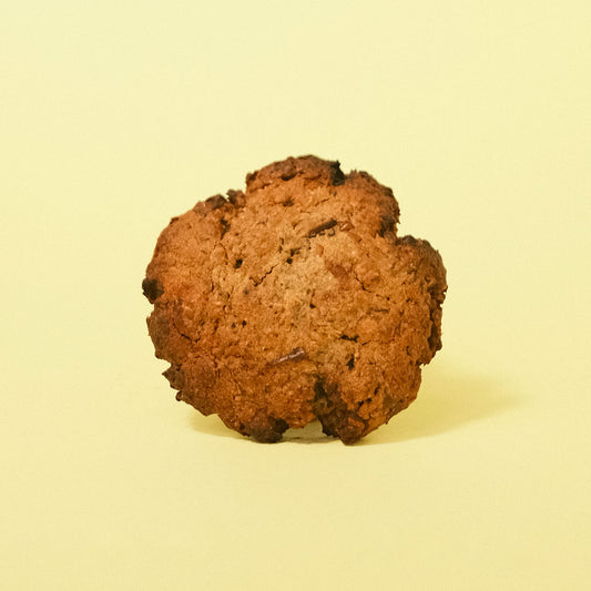 Cookie de avena, coco y plátano. Sin azúcar, vegana y sin gluten.
