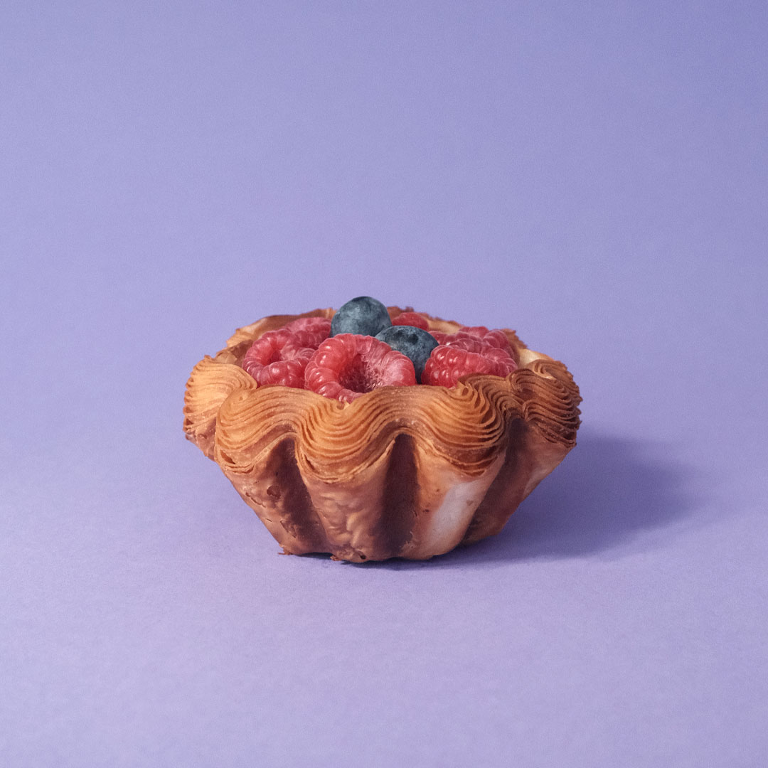 Flan hojaldre vainilla y frutos rojos