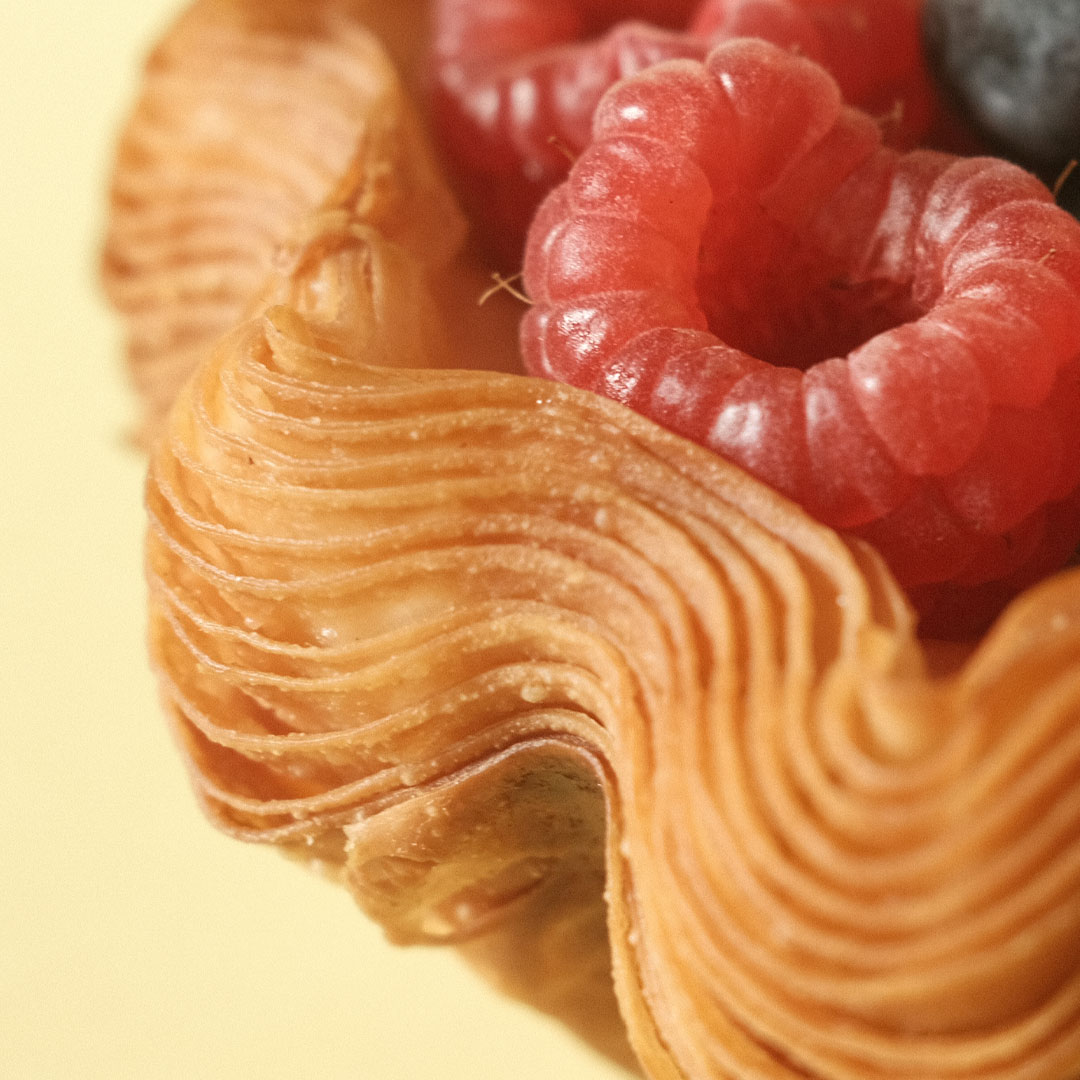 Flan hojaldre vainilla y frutos rojos