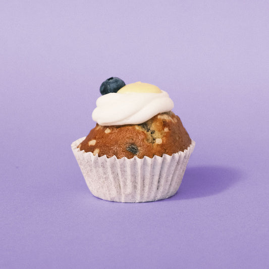 Muffin blueberry, queso crema y limón