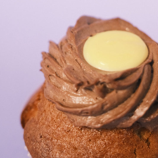 Muffin de chocolate y fruta de la pasión